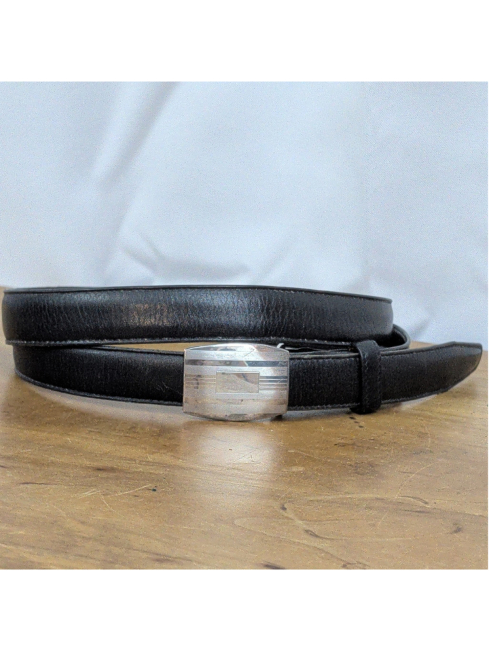Vintage Leather Belt With Hayward Sterling Slide Buckle